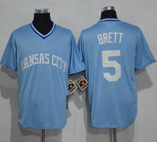 Royals #5 George Brett Light Blue Cooperstown Stitched MLB Jersey
